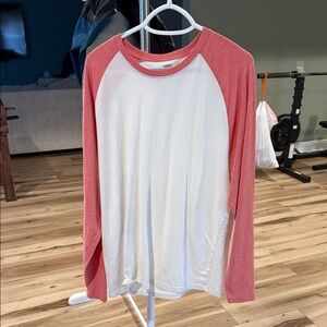 Old Navy Coral and Light Gray Raglan Tee